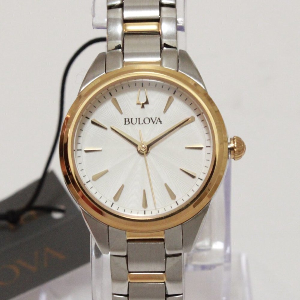 Bulova Ladies Sutton Classic Quartz Watch Two Tone Silver Dial 28mm - Picture 6 of 14